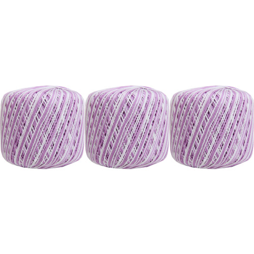 Crochet Thread 100% Cotton Size 3 Variegated Lavender 3-Pack
