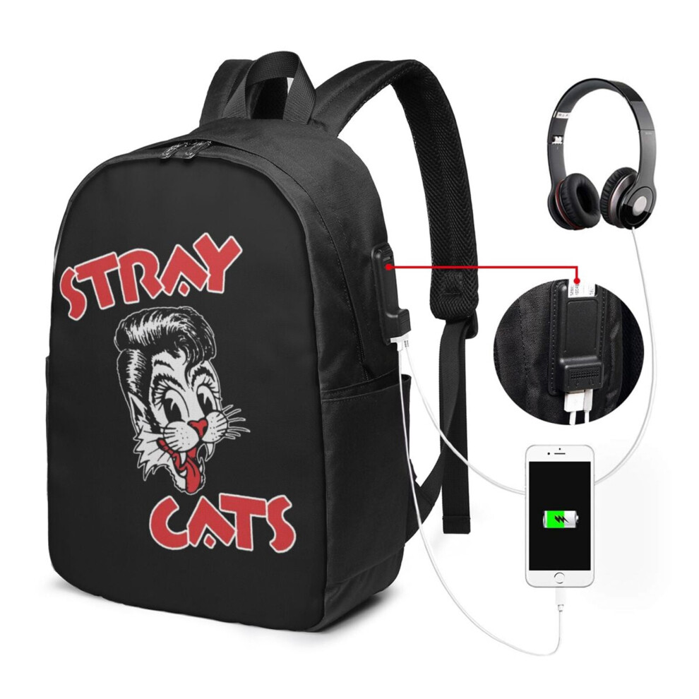 Stray Cats Travel Laptop Backpack Water Resistant With Usb 900881748742