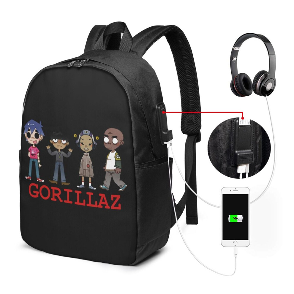 Gorillaz Travel Laptop Backpack Water-Resistant With Usb 900881732154