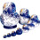 Russian Matryoshka Dolls Blue Handmade 10-Piece Set 2