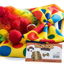 8 Pack Clown Costume-Clown Nose Clown Wig Bow Tie and Vest for Cosplay Parties Carnivals Dress Role