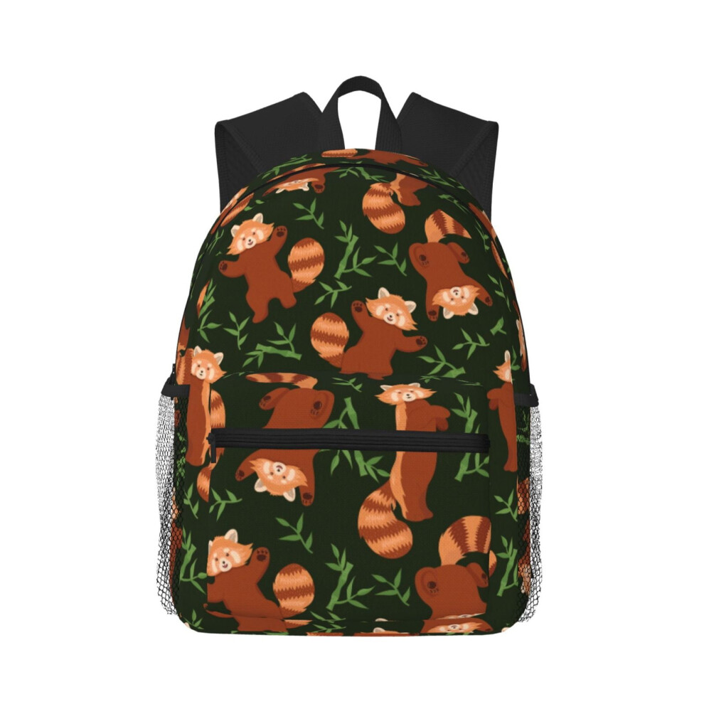 Panda Bamboo Pattern Laptop Backpack 20L Red 900881733502