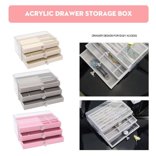 Acrylic Jewelry Box with Drawer for Makeup Tools Storage 1