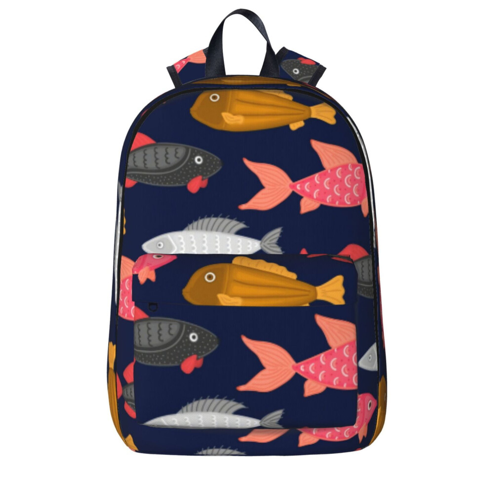 Laptop Backpack With Fish Pattern Travel Hiking Bag 900881733656