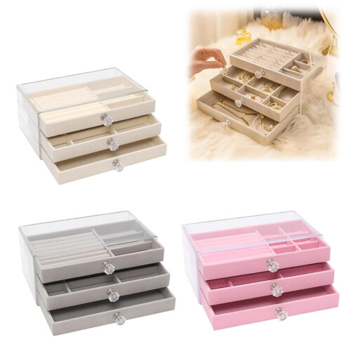 Acrylic Jewelry Box with Drawer for Makeup Tools Storage 2