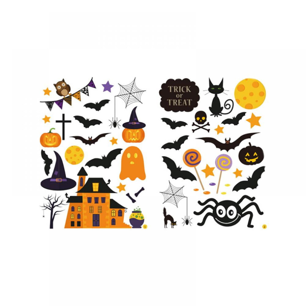 Halloween Window Clings Pumpkin Bats 2 Sheets 972745887881