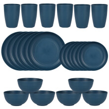 Namzi wheat straw dinnerware set 24 pcs dark blue