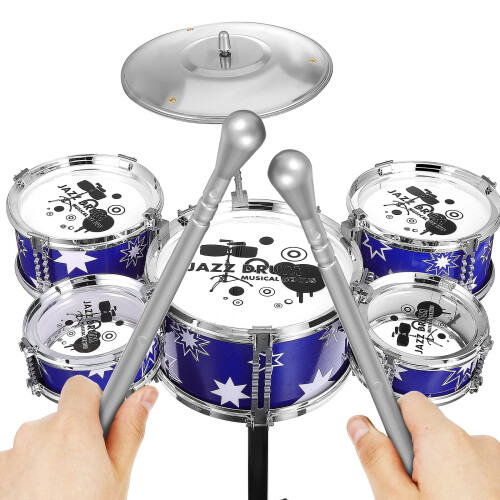 Kids jazz drum set with stool, percussion toy 1
