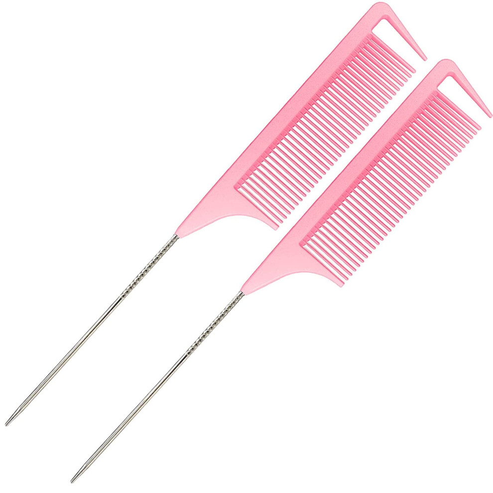 Rat Tail Comb for Styling and Braiding Nylon Pintail 2 Pack