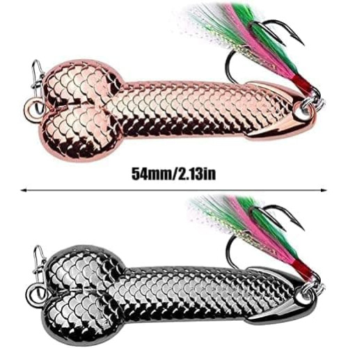 Rose Gold Silver Metal Fish Hooks Spinner Spoon Bait 2pcs 1
