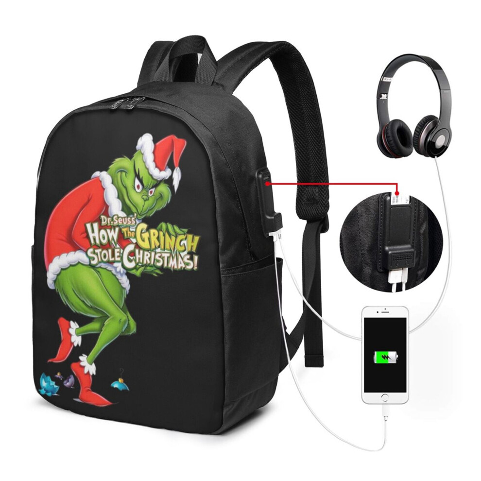 Grinch Travel Laptop Backpack Anti-Slim Durable With Usb 900881745215