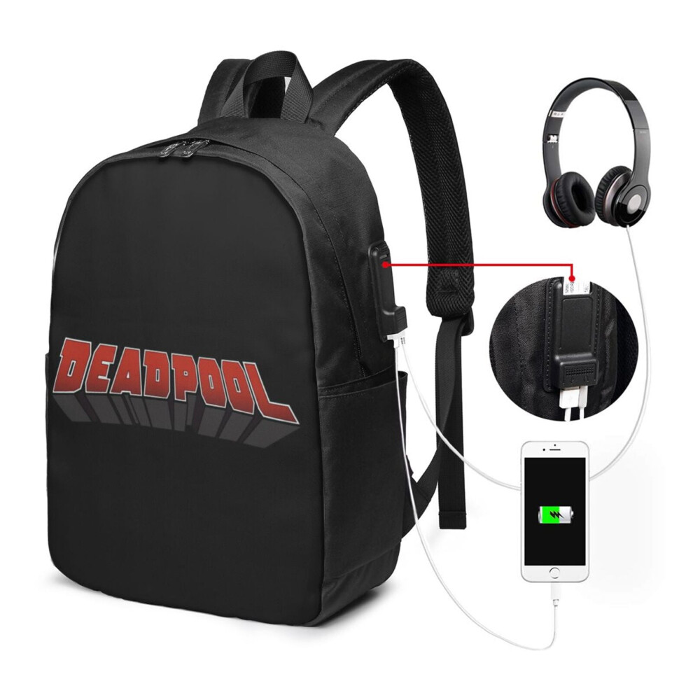 Deadpool Travel Laptop Backpack Anti-Slim Durable With Usb 900881745369
