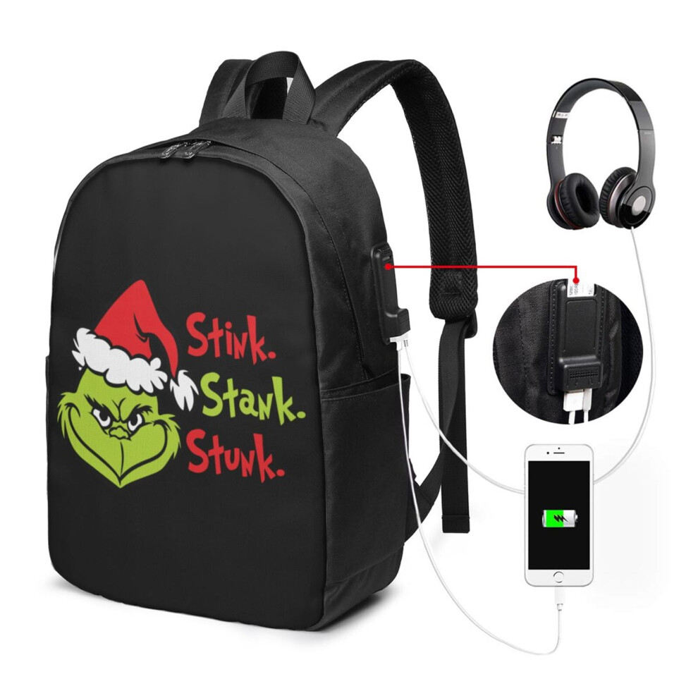 Grinch Travel Laptop Backpack, Durable With Usb Charging 900881745123