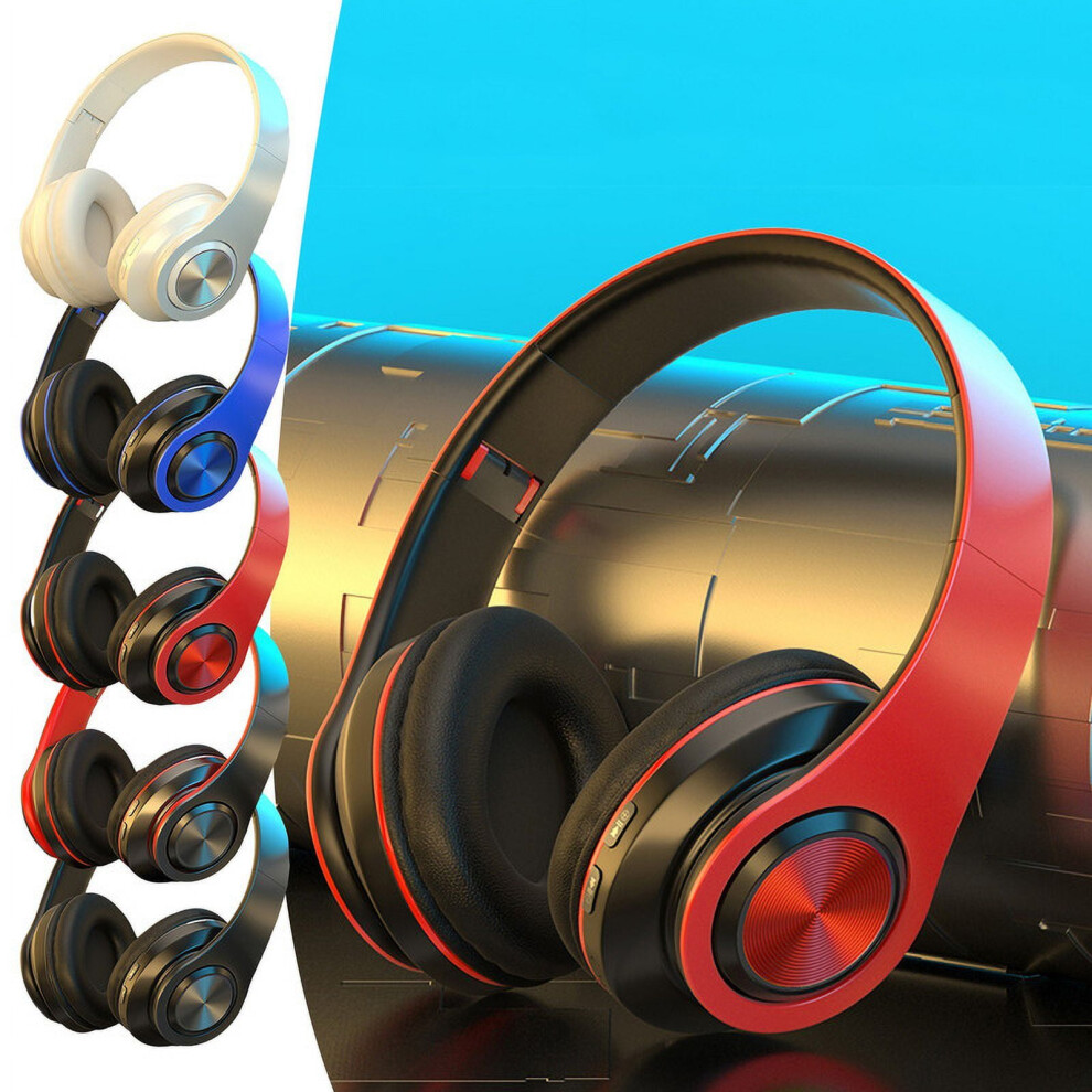 Avtoify Bluetooth Over-Ear Headphones Noise Cancelling Red 900881735636