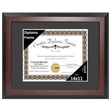 TiaGOC mahogany diploma frame 14x11 inch with black mat and
