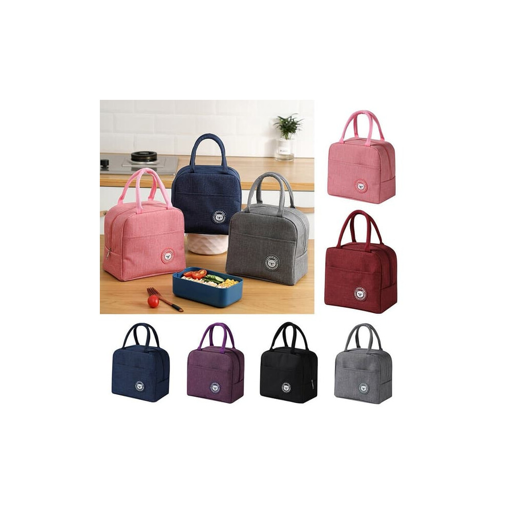 Portable thermal insulated lunch box cooler bag pink
