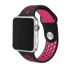 Ag luí leis an Apple Watchle Apple Watch4 - 44mm - Strap Silicone Stylish HUTECHs Dubh/Bándearg L