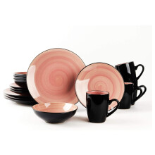 Sonoma Stoneware dinnerware set black exterior rose