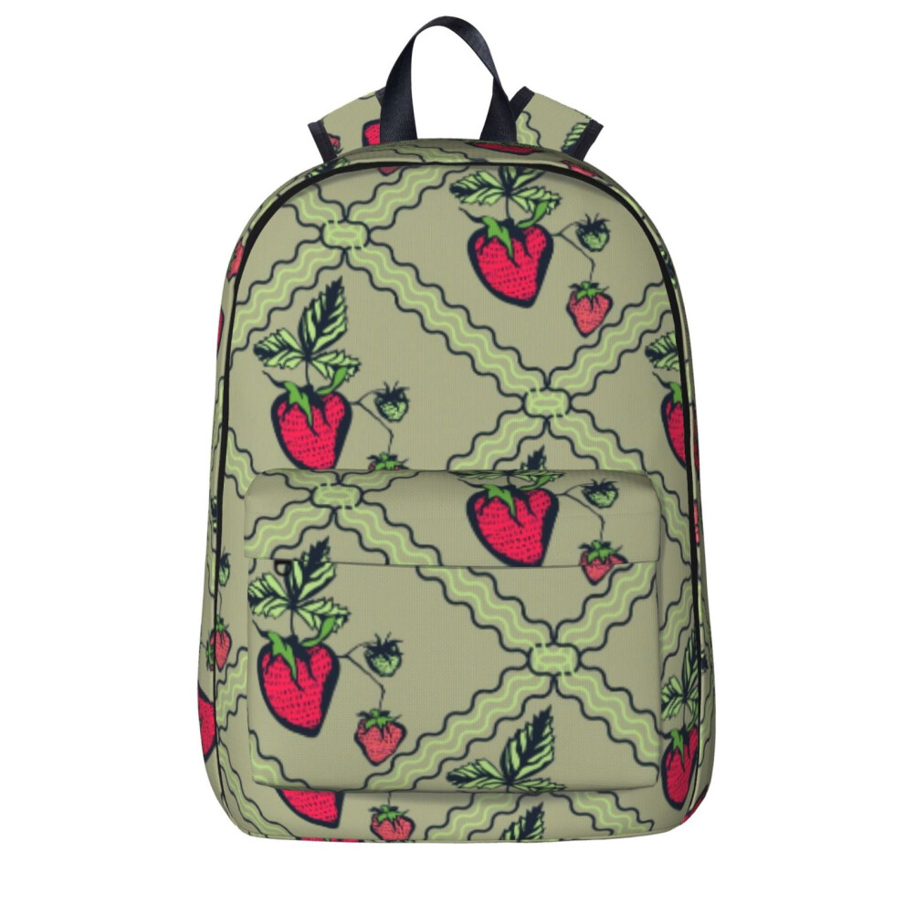 Strawberry And Leaves Pattern Backpack 15.6-Inch Green 900881750684
