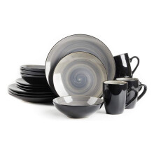 Sonoma stoneware dinnerware set black exterior hand-painted