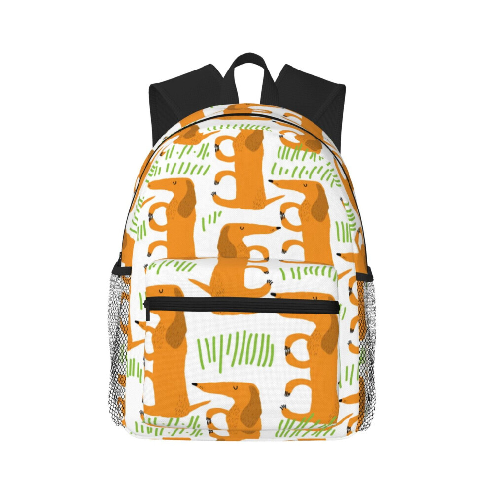 Dachshund Pattern Laptop Backpack Travel Hiking Bag 900881749114