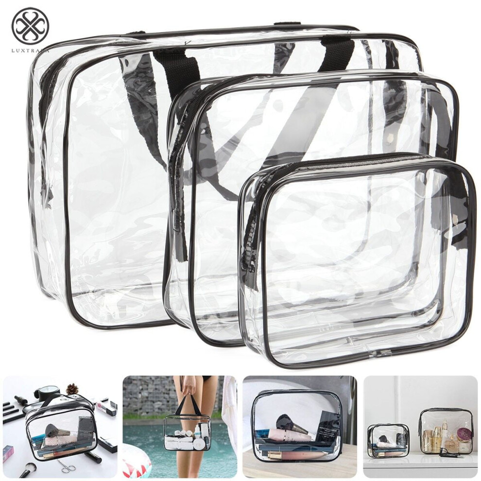 Clear PVC cosmetic zipper bag set, 3 pieces