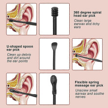 (B) Dioche Ear Wax Cleaner Tool, Earwax Remover Kit Stainless Steel Ear Spoon Scoop Ear Wax Pick Earwax Cleaning Tool