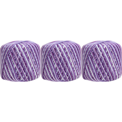 Crochet Thread 100% Cotton Size 3 Variegated Violet 3-Pack