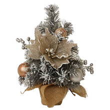 Christmas Tree Table Centerpiece Silver Grey with Gold Gifts