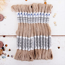12 nystan ThreadArt premium egyptisk bomullsgarn | Beige | 6-trådig delbar 8,75 yards styck för broderi, korsstygn, hantverk