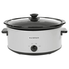 8 Quart Oval Slow Cooker with 3 Settings White Stainless