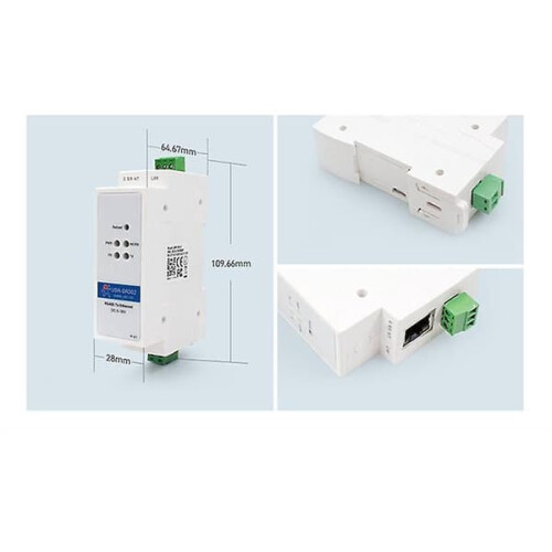 DIN Rail RS485 to Ethernet Converter Modbus RTU/TCP 2