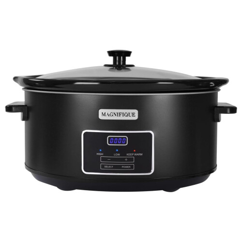 7 Quart Programmable Slow Cooker Black Stainless Steel