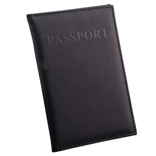Passport case faux leather black 1 piece
