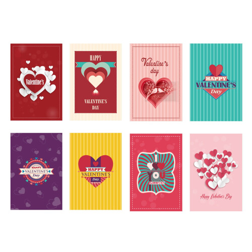 Valentine's Day Heart-Shaped Greeting Cards 8-Pack 1