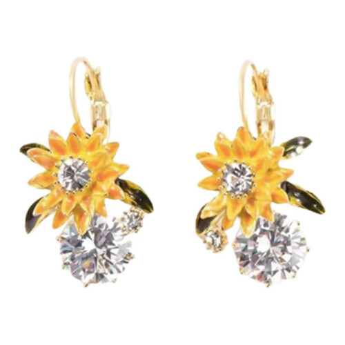 Sunflower Stud Earrings Hypoallergenic Gold 1 Pair 1