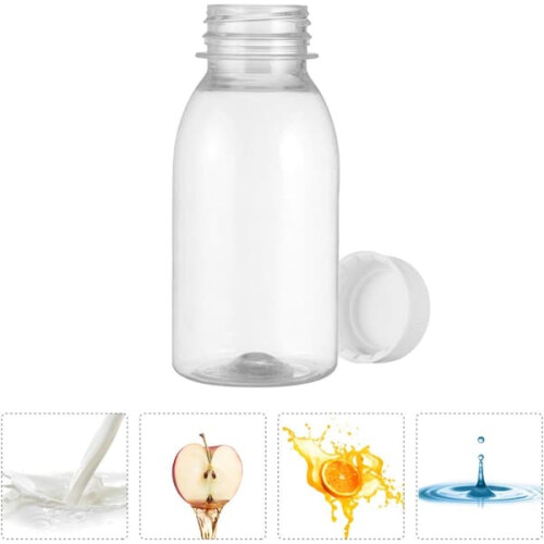 Milk Bottles with Lids Transparent Plastic 10pcs 250ml 2
