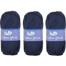 3er-Packung 100 % reine Baumwoll-Häkelgarn von Threadart | Marineblau | 50-g-Knäuel | Garnstärke: Worsted Medium #4 | 85 Yards pro Knäuel – 30