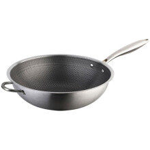 Stainless Steel Honeycomb Wok with Double Handles