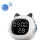 Cat-shaped Bluetooth alarm clock with night light white 1