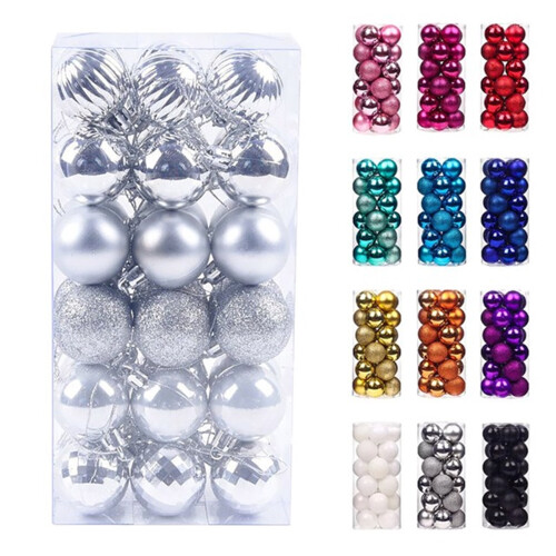 Staron Silver Christmas Ornaments 40mm 36pcs