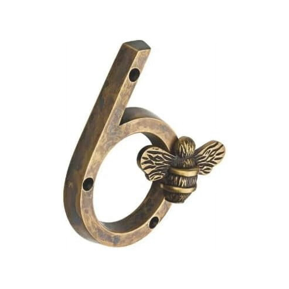 Bee House Number Sign Metal 0-9 Brass 6 940684027255