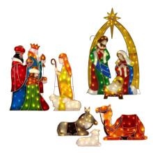 Led Kerststal Serie Grondpaal Acryl Jezus Kerststal Set Ornament voor Huis Buiten Tuin Gazon Decoratie