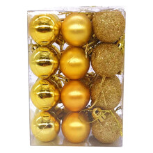 Gold Christmas Ornaments 30mm Shatterproof 24pcs