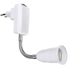 Culot E27 blanc avec interrupteur sans fil et bras flexible