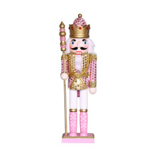 Wooden Pink King Nutcracker Ornament 2PCS