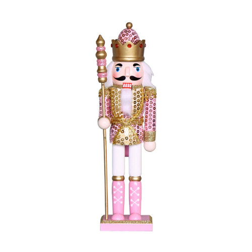 Wooden Pink King Nutcracker Ornament 2PCS