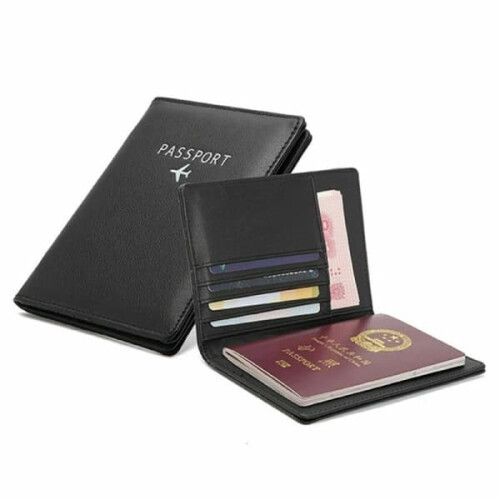 Passport holder PU leather black