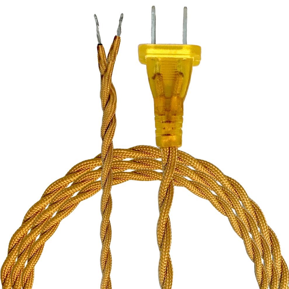Rayon Lamp Cord Gold 12 Ft Spt-1 Ul Stripped Ends 940684029785