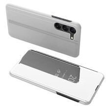 SKALO Clear View Wallet Case for Samsung S24 Silver